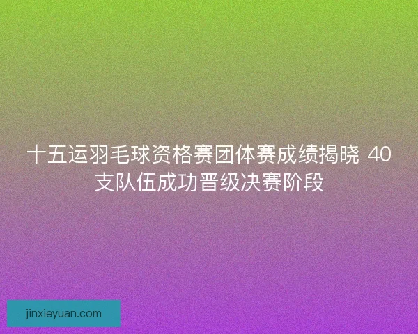 十五运羽毛球资格赛团体赛成绩揭晓 40支队伍成功晋级决赛阶段