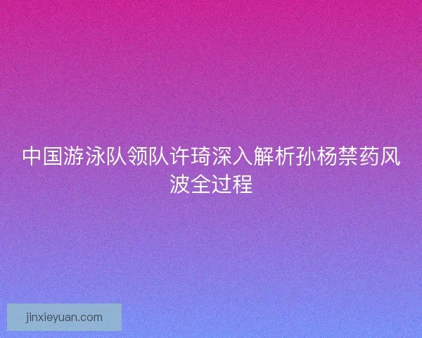 中国游泳队领队许琦深入解析孙杨禁药风波全过程